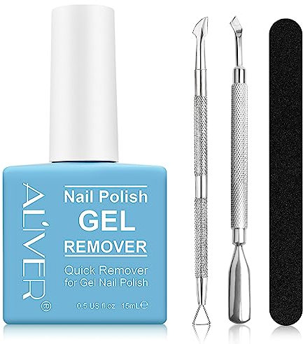 ZBQIEX Nail Polish Remover, Peel off in 3-5 Min, Quick & Easy Removes Gel Nail, Acrylic & Shellac Nails with Nail File + Cuticle Pusher + Nail Polish Scraper, Do Not Hurt Your Nails, blue
