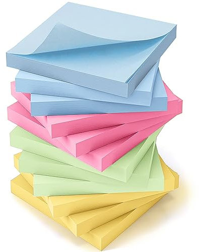 1200 Stück Haftnotizen Klebezettel - 76 x 76mm Sticky Notes, Selbstklebende Haftnotizzettel Klebezettel bunt zettel farbig Notizblöcke für Büro Haus, 1200 Blatt insgesamt 4 Farben