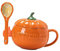 BESTonZON 1 Ensemble En Céramique Citrouille Tasse Jus Tasses Bol À Soupe En Céramique Cuillère Ensemble Le Bureau Tasse Automne Décor Mignon Tasse Bureau Café Tasse Citrouille Tasse