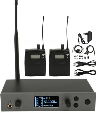 Inalámbrico de Monitor de Auriculares, Transmisor de UHF IEM, Receptor de Petaca con 40 Canales, Monitor Profesional en de Retorno de Oído para Escenario,