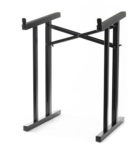 MUSIC STORE Mixer Stand XL, Robuster Universeller Mixerständer, 80cm Höhe, 80kg Belastbarkeit, Einstellbare Auflagenbreite, Schwarz