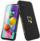 Vauki Coque pour Samsung Galaxy A51 4G avec 2 Verre Trempé, Etui Fille avec Or Motif Coeur Souple TPU Silicone Antichoc Anti-Rayures Housse Compatible avec Samsung Galaxy A51 4G, Noir
