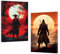 ZXHYWYM Samurai Bilder Wanddekoration 2 teilig Japan Samurai Gemälde Bushido Leinwanddruck japanischer Krieger Poster für Zuhause Jungenzimmer mit Rahmen (C (28x35cmx2))