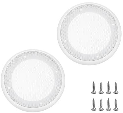 sourcing map 2pcs 5 Grill Mesh Decorative Circle Woofer Guard Protector Cover Parts White