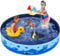 Yaheetech PVC Foldable Pet Dog Paddling Pool Puppy Swimming Pool Portable Dog Pool Extra Large Bathing Tub for Indoor Outdoor 160 x 30cm Ocean Blue