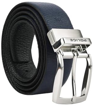 Police Herren Wendegürtel aus Echtem Leder, Made in Italy, 3,5 cm Breit, Nahtlos, Verstellbar und kürzbar, Inkl. Geschenkbox