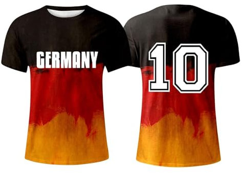 Deutschland Flagge Germany Fußball Trikot Deutschland T-Shirt Fanartikel T-Shirts für Herren Kurzarm Rundhals Sommer EM Deko Deutschland 2024 EM 2024 T-Shirt EM 2024 Trikot Deutschland