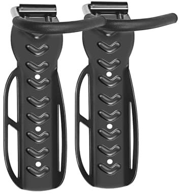 BIKE GEAR 2x Bicycle Stand Wall Mounted Bike Rack Space Saving Durable Bicycle Wall Hanger Garage Storage Holder Cycling Vertical Hook Bracket Including Fixing Max Load 30KG Wheel Protection- Set of 2