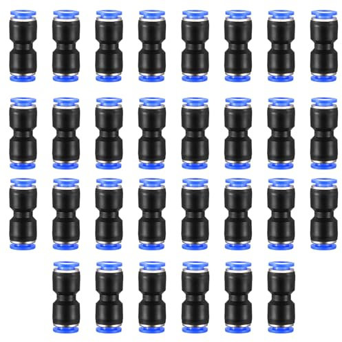 Connettore Pneumatico Dritto 8mm, Set di 30 Pezzi, Raccordi per Tubi Aria, Connessioni Push-in, Accoppiamento Rapido per Strumenti Pneumatici e Sistemi di Pressione