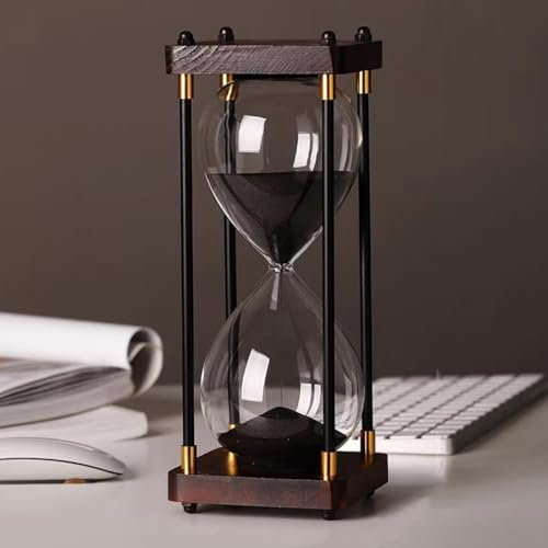 Grand sablier 60 minutes en bois vintage en verre transparent avec sable décoration moderne pour la maison, la cuisine, le bureau
