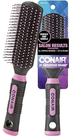 Conair Salon Results Hairbrush - Hair brush for Men and Women - Detangling - suitable for all hair types -features Nylon Bristles - Pink/Black