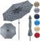 RELAX4LIFE Parasol Inclinable LED Dia.3M avec Éclairage Solaire, 8 Baleines, Inclinaison Réglables Parasol de Jardin Extérieur pour Balcon Terrasse Patio Café Bistro (Φ300x250cm,Gris)