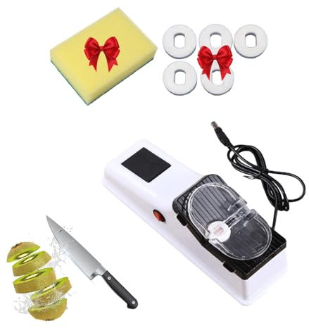 Surudoisharp Pro Electric Knife Sharpener, Multifunctional Double Sided Portable Knife Sharpener with 5 Sharpening Discs, 5 Seconds for Quick Sharpening & Polishing for Kitchen Knives (USB)