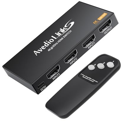 avedio links HDMI Switch 3 in 1 Out, HDMI Umschalter mit Fernbedienung, 4K@30Hz hdmi Switch Automatische, Hdmi Splitter 3 in 1 Out für TV Stick Xbox PS4 Blu-Ray DVD