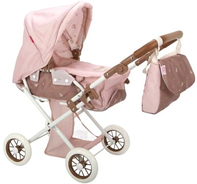 ARIAS Kinderwagen mit Bear-Verdeck, zusammenklappbar und mit Abnehmbarer Wanne, inklusive Tragetasche, Lenkerhöhe 33 bis 63 cm, Maße: 34 x 67 x 58 cm, Spielzeug für Kinder ab 3 Jahren (ARI40865)