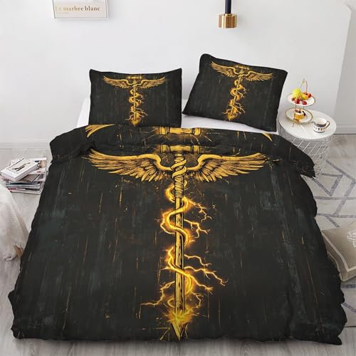 BSYYZQC Bettwäsche 135x200 Flügel Bettbezug Schlange Bettwäsche-Sets Mikrofaser, 1 Bettbezüge und 2 Kissenbezüge 80x80 cm, Bettwaesche 3 Teilig Mit ReißVerschluss