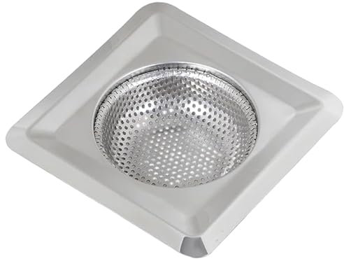 Sink Drain Strainer, 4.3 Inch Square Stainless Steel Sink Strainer Basket, Fine Mesh Drain Hair Catcher for Kitchen Bathroom Basket for Kitchen