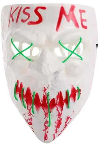 eBoutik - Novelty Purge LED Light Up Kiss Me Gesichtsmaske - Halloween Cosplay Kostüm Zubehör - Night Glow Horror Cover Outfit (Orange)