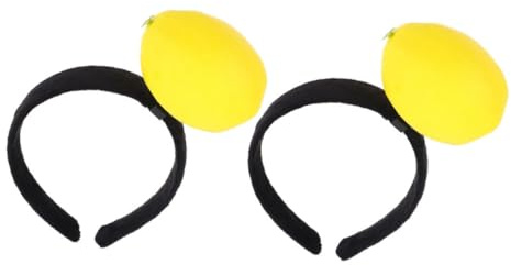Lustiger Frucht Haarreif mit 3d-zitronendesign, 2 Stück-pack | Gelb, Polyester und Kunststoff, für Hochzeiten und Partys, Sitzt Angenehm ohne Haare zu Ziehen