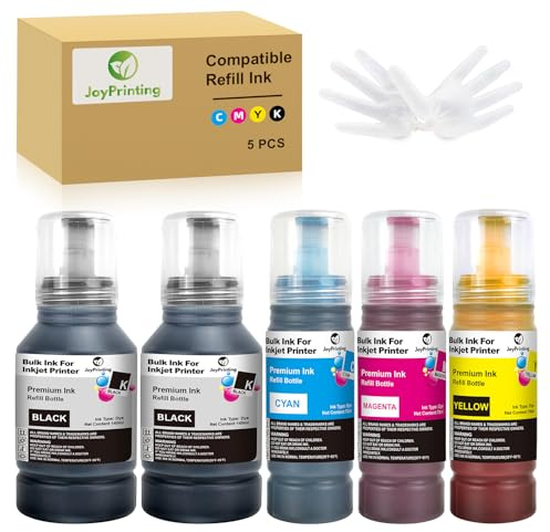 JoyPrinting E104 Tintenflasche Kompatibel für Epson Tinte Nachfüllkit für Ecotank ET-1810 ET-2710 ET‑2711 ET-2712 ET-2714 ET-2715 ET-2720 ET-2721 ET-2726 ET-2810 ET-2811 (140ml BK, 70ml Farbe)
