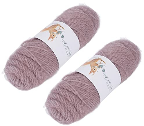 Haofy Häkelgarn, 2 Stück, Mittelgrobe Baumwollmischung Zum Handstricken und Häkeln, Weiche Wollähnliche Textur für Selbstgemachte Schals, Projekte aus Eichhörnchenwolle, Tägliche Bastelnutzung,