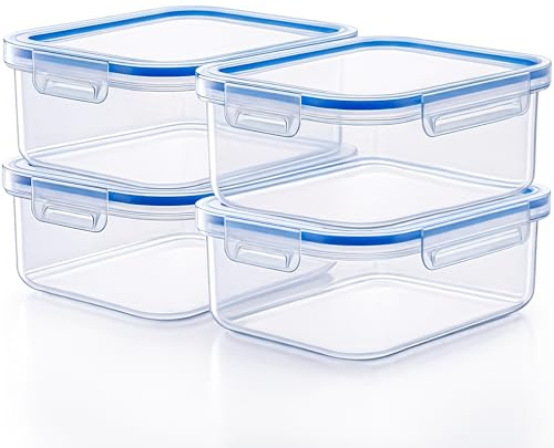 KONZEPT Vorratsdosen mit Deckel Luftdicht 2 L Set 4 Stk. Meal Prep Boxen BPA-frei, Küchen Organizer Transparent, Stapelbar