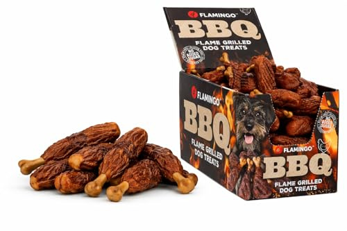 Hundeleckerli - Leckerli Hund - Flamingo BBQ Hähnchenschenkel - 7 x 3 x 2 cm - 2 kg Display - proteinreich - glutenfrei - getreidefrei - ohne Zuckerzusatz