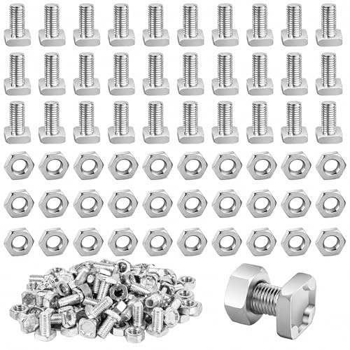 100 Pack Greenhouse Bolt & Nut Kit, Aluminium Square Head Greenhouse Nuts and Bolts for Repairing Fixing Green House Accessories