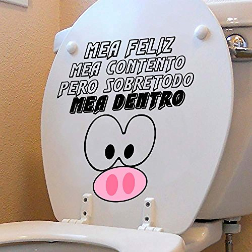 Pack 2 Vinilos decorativos para WC Frase Graciosa 28 x 31 cm | Fácil Colocación | Pegatina para Inodoro Económica y Resistente