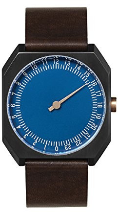 slow Jo 30 - Schweizer Unisex Einzeigerarmbanduhr analoge 24 Stundenanzeige Leder anthrazit/Dunkelbraun