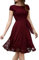 MuaDress 6008 Cocktailkleid Knielang Cape Ärmel Spitzen Brautjungfernkleid Floral Elegant Burgundy XXL
