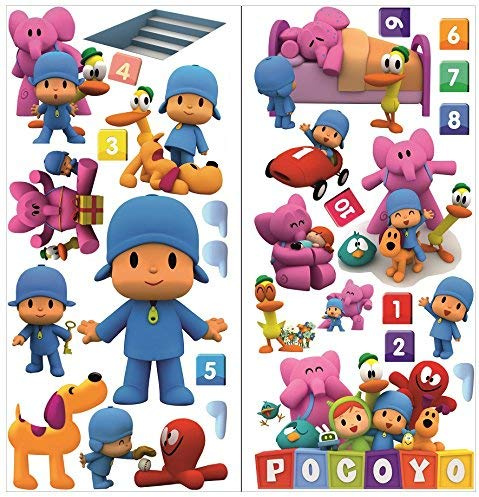 Pocoyo Wandsticker für Schlafzimmer Jungen und Mädchen Wandbild Wandtattoo Kunsttapete Aufkleber für Kinderzimmer Wandkunst Spielzimmer 70cm x 35cm x 2 Blatt