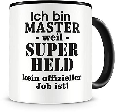 Samunshi® Master Tasse mit Spruch Geschenk für Master Mann Frau Kaffeetasse groß Lustige Tassen zum Geburtstag schwarz 300ml