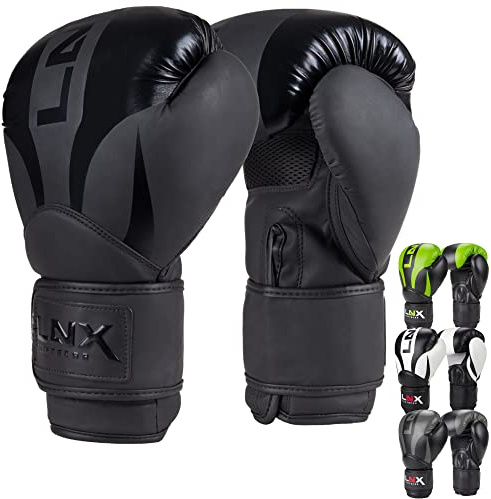 LNX Boxhandschuhe Nitro 8 10 12 14 16 Oz - Männer, Frauen, Kids Kickboxen Boxen Muay Thai MMA Kampfsport UVM (Ultimatte Black (002), 10)