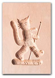 Springerle-Model gestiefelter Kater, Holz Form Birnbaum, Backform für Anisgebäck, ca. 6 x 9 cm
