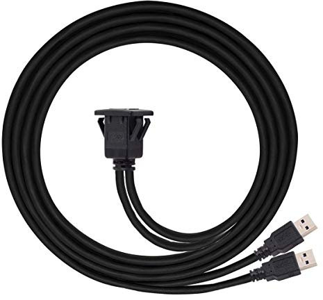 Cablecc - Prolunga USB 3.0, impermeabile, 1 m, cavo AUX con supporto per pannello del cruscotto auto (doppio USB 3.0)