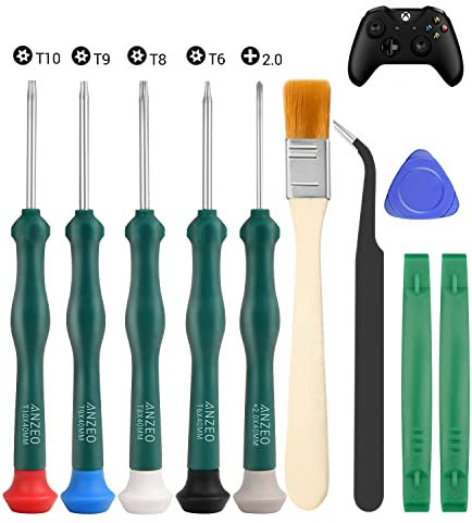JAOYSTII 9-in-1 Torx-Sicherheits-Schraubendreher-Set, Xbox One/PS3/PS4/PS5 Controller-Reparaturwerkzeug-Set, inklusive Bürste, Pinzette und Öffnungswerkzeug