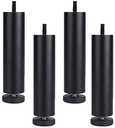 4 Pièces Pieds de Meubles Reglables Pieds de Meubles en Alliage d'aluminium Meubles Jambes Ronde Métal Pattes de Meuble Table Canapé Lit,Noir(15cm)