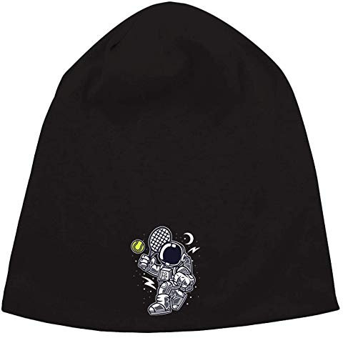 Cartoon Style Astronaut Playing Tennis Jersey Beanie Hut Dünne Slouch Cap Unisex One Size