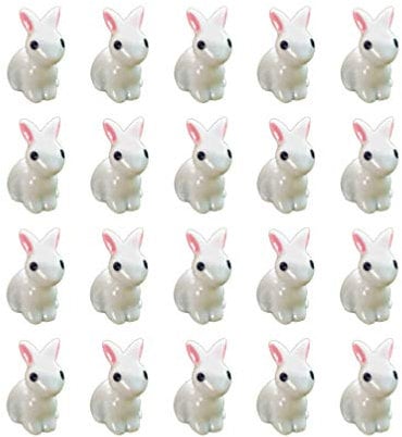 EXCEART 35Pcs Easter Mini Bunny Figurines Garden Statue Resin Miniature Rabbit Figure Animal Characters Toys Cake Topper for Aquarium Microlandscape Home Decor