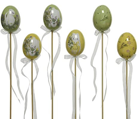 fröhlich Bunte Kunststoff-Dekoeier als Blumenstecker Preis für Set a 6 Stück