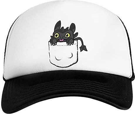 Tasche Drachen Zahnlos Weiß Schwarz Unisex Kinder Baseball Cap Kids White Black