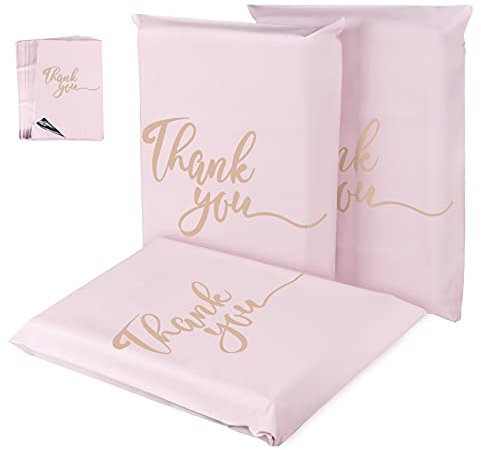 60 Stück Versandtaschen aus Kunststoff,30 x 40 cm Versandumschläge Postbeutel für die Verpackung,Versandtaschen Selbstklebend und Blickdicht für Verpackungen,Shopping,Rosa Champagner