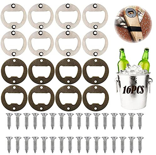 THGHHH Piece Décapsuleur Petit 16pcs Ouvre-bouteille Insert Kit Ouvre-bière De Bricolage Métal Bronze Ouvre Bouteilles Mural Diamètre: 40 Mm Avec Vis Ronde Bar Ouvre-bouteille, (THGHHH)