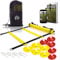 Fitness Health - Speed & Agility Football Training Set, 4 Meter Premium Agility Ladder and 10 Sports Cones, Metal Pegs & Carrying Bag