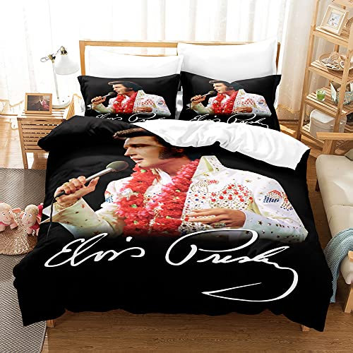 PTNQAZ Elvis Presley Bettwäsche-Set, 3D-Bedruckt, bequem, Bettbezug-Set mit Kissenbezügen, Bettwäsche-Set, Bettwäsche (Doppelbett, 1)