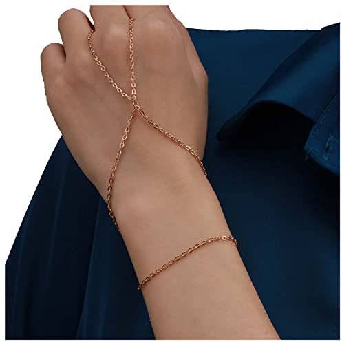 Yheakne Boho Layered Finger Bracelet Gold Slave Bracelet Chain Vintage Ring Wrist Bracelet Ring Chain Bracelet Everyday Bracelet Hand Chain Jewelry For Women And Girls