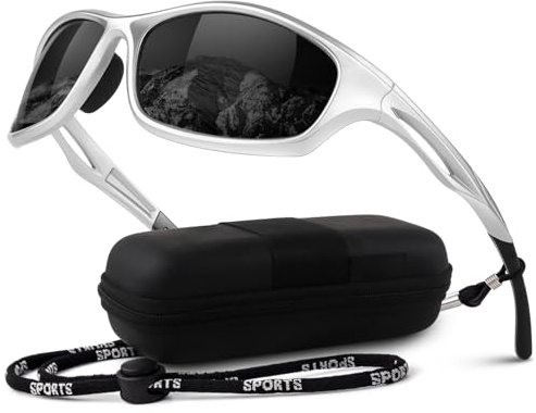 LINVO Sonnenbrille Herren Damen Polarisiert Verspiegelt Sportbrille UV400 | Leicht,Verstellbare Nasenauflagen,Autofahren,Angeln,Reisen,Laufen,Golfen