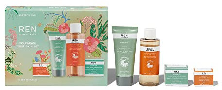 REN Clean Skincare Celebrate Your Skin Set | Limited Edition Gift Set | Christmas Set | Skincare Gift Set | Worth £56