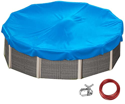 LANGYA Bache d'hivernage Piscine Hors Sol, 457cm Couverture de d'hiver Ronde Bâche Hiver pour Protection extra-épaisse très résistante au froid, 15 pieds